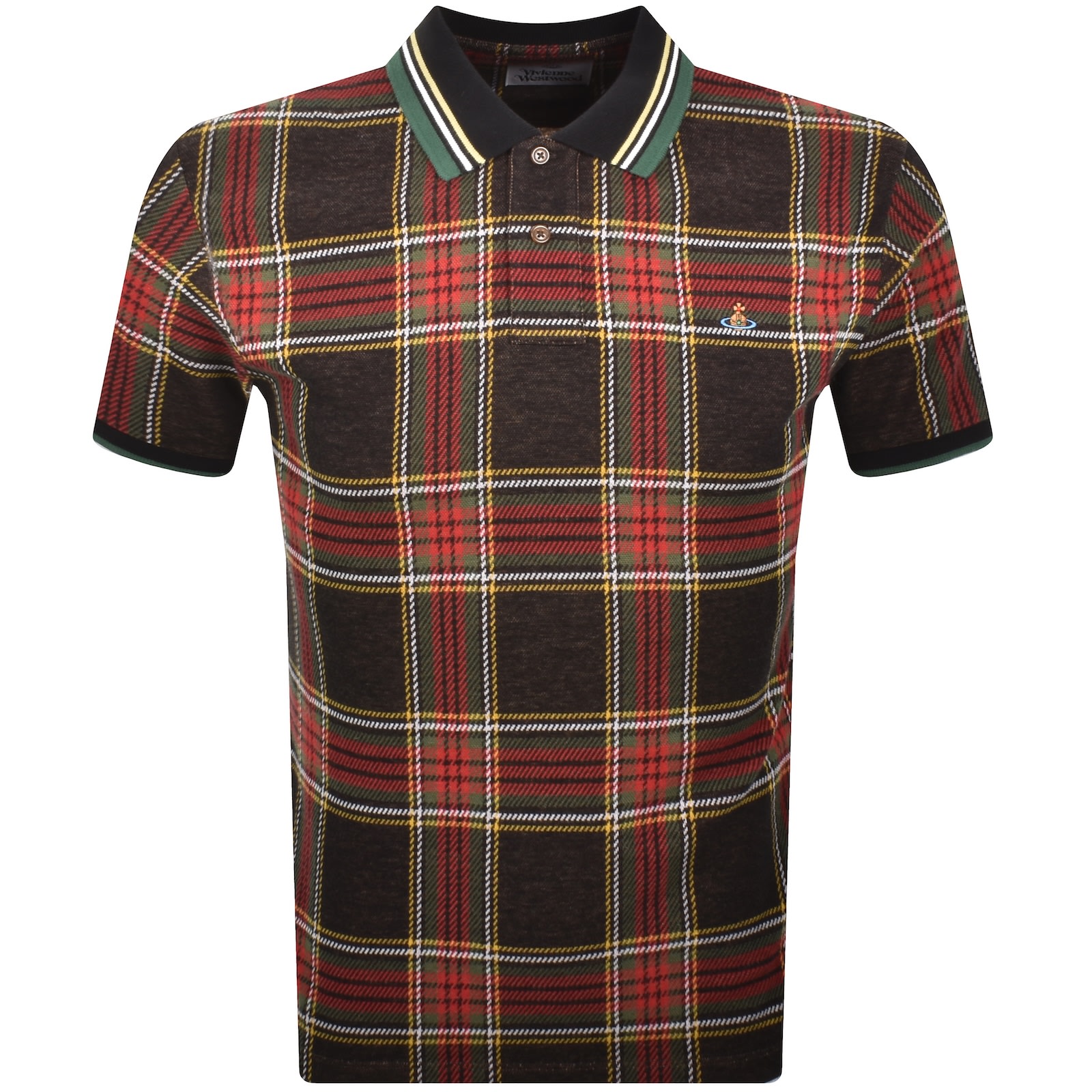 Vivienne Westwood Multicolor Polo Shirt With Orb Decoration On The Chest And All-over Tartan Motif In Cotton Man In Multi
