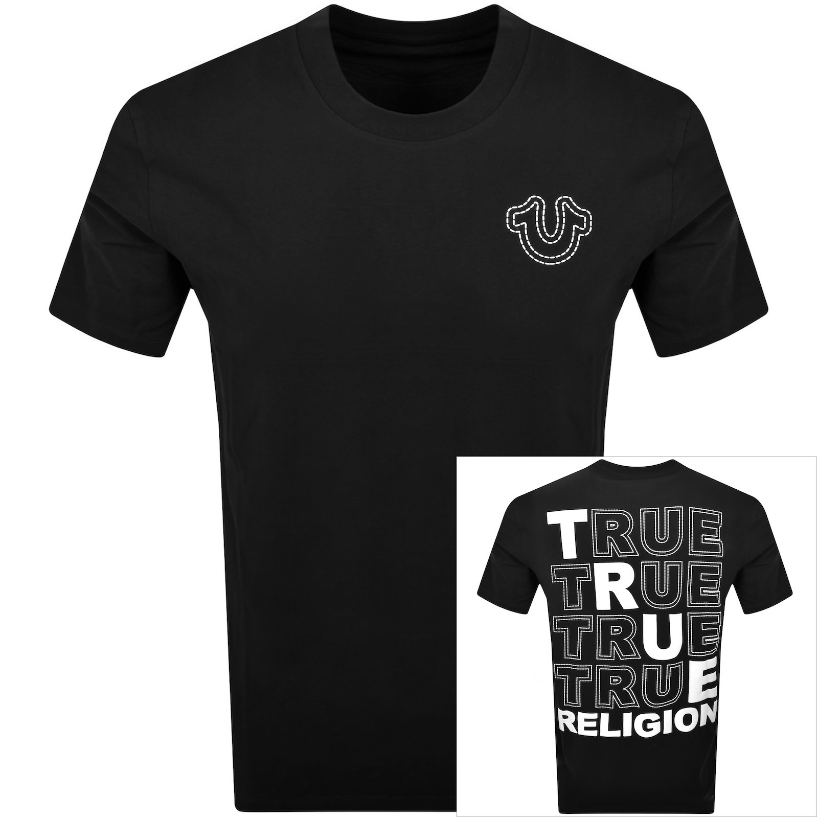 True Religion Puff Stitch T Shirt Black In Black