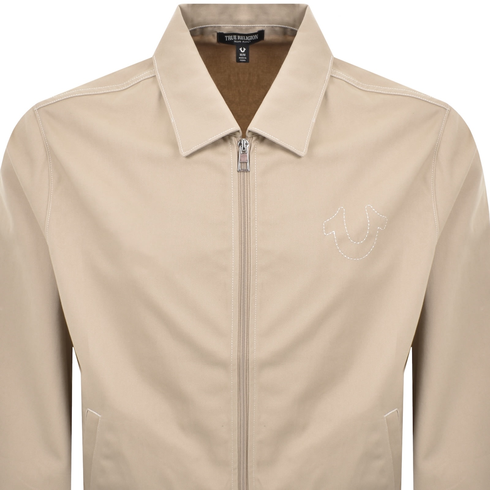 True Religion Twill Bomber Jacket Beige In Neutral