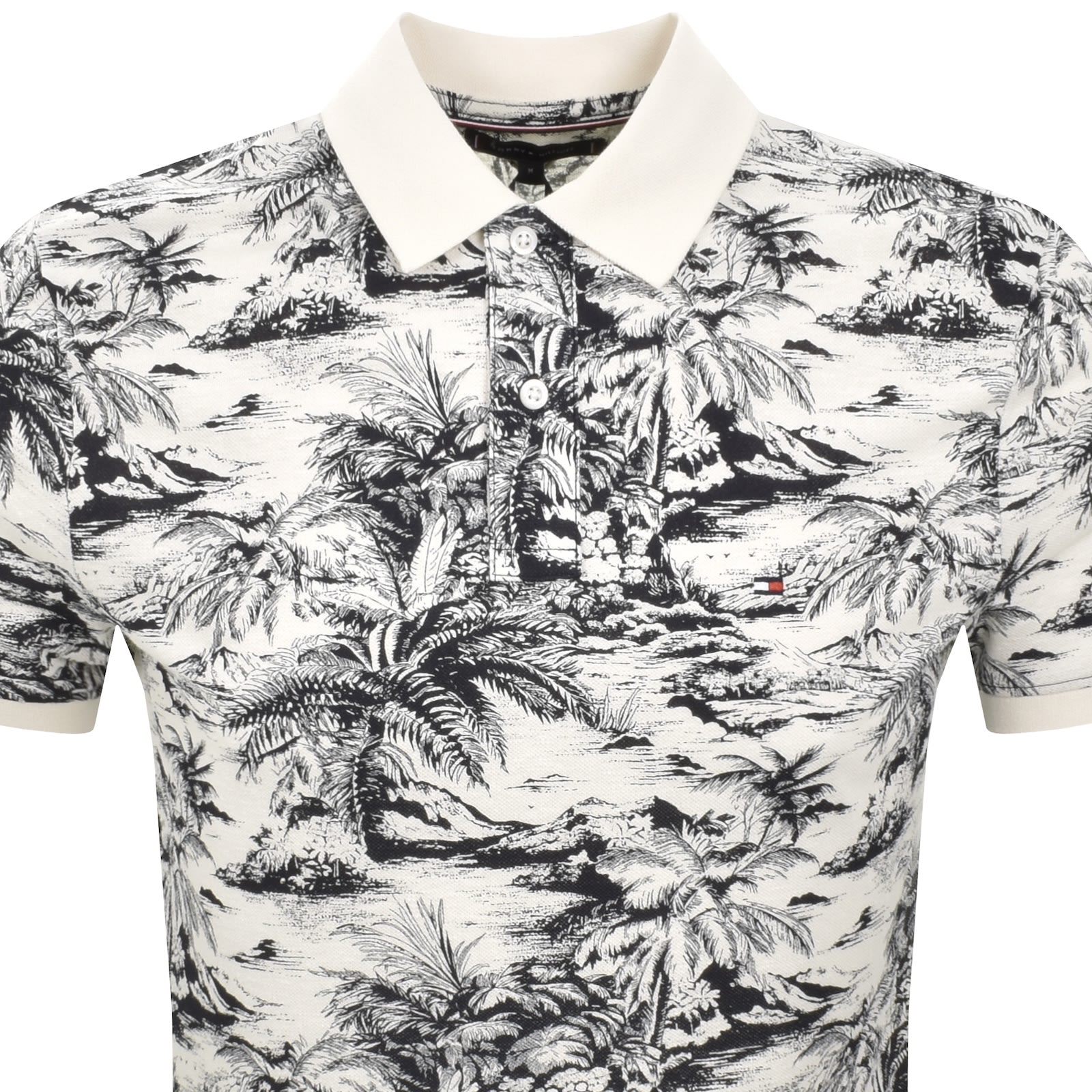 Tommy Hilfiger All Over Print Polo T Shirt Beige In Multi