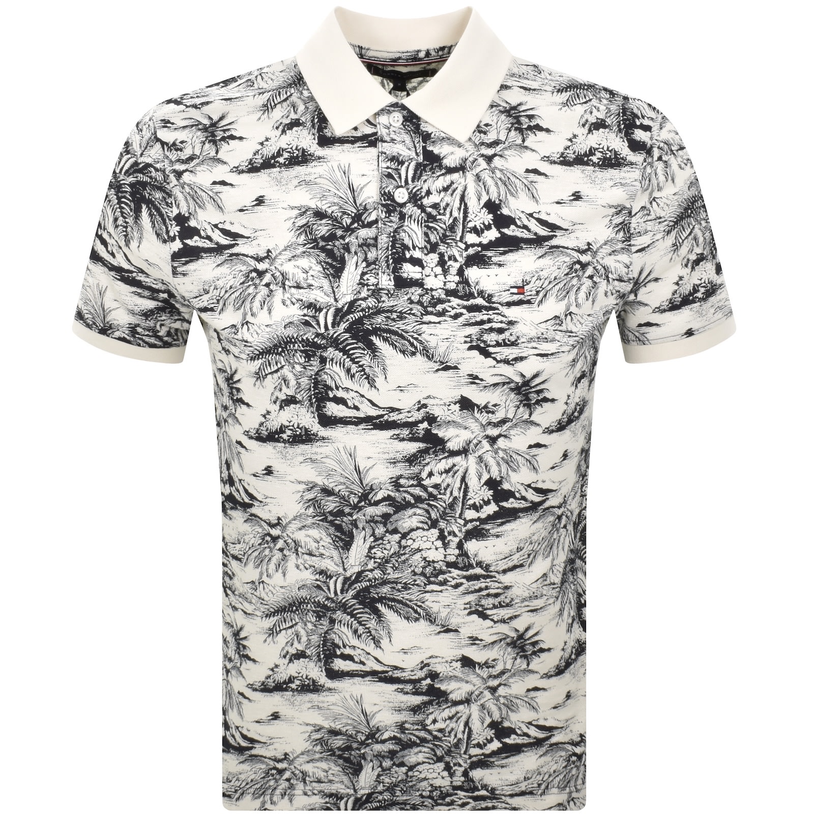 Tommy Hilfiger All Over Print Polo T Shirt Beige In Multi
