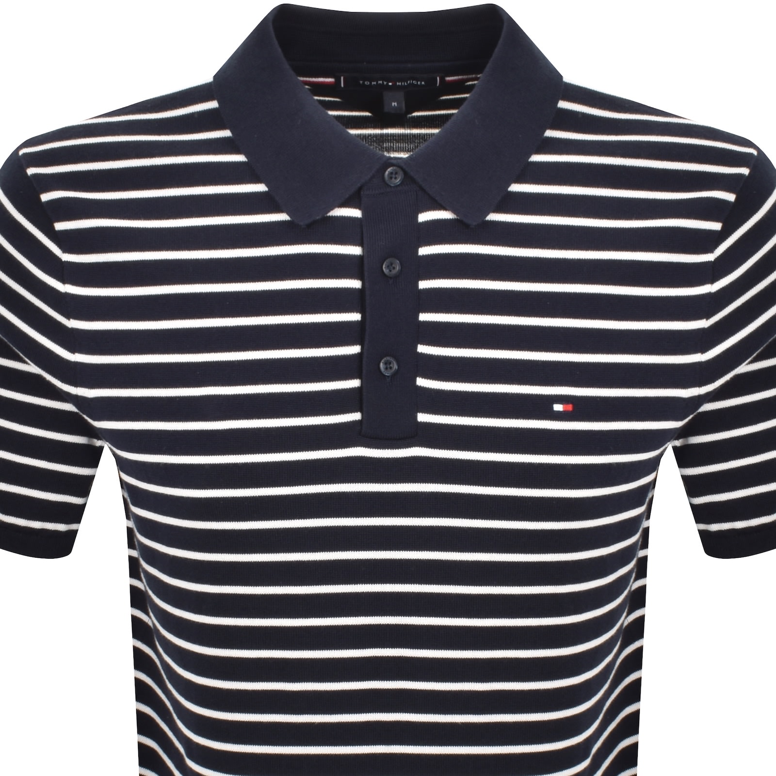 Tommy Hilfiger Knit Striped Polo T Shirt Navy