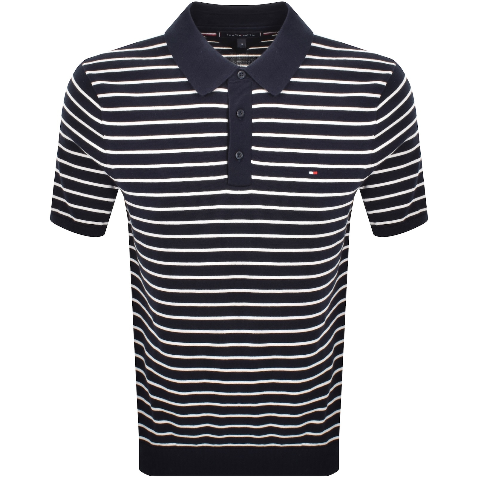 Tommy Hilfiger Knit Striped Polo T Shirt Navy