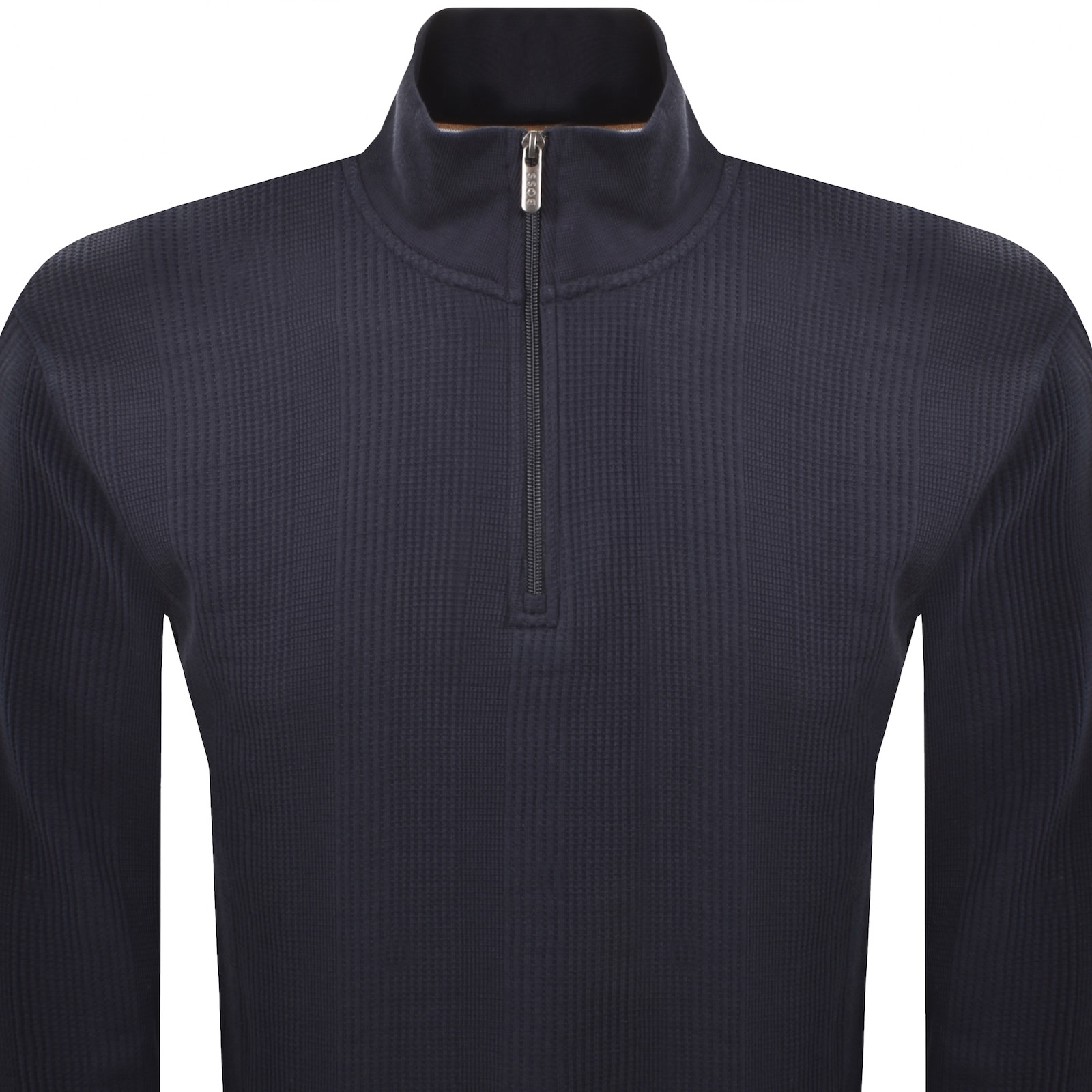 Hugo Boss Boss Structure Quarter Zip Sweatshirt Navy In Black