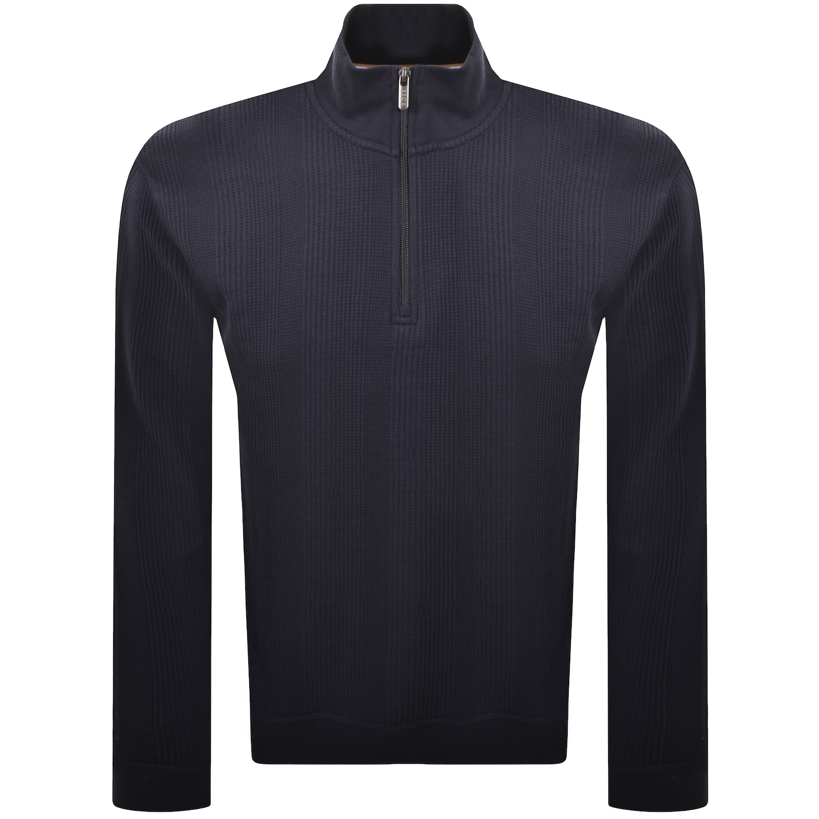 Hugo Boss Boss Structure Quarter Zip Sweatshirt Navy In Black