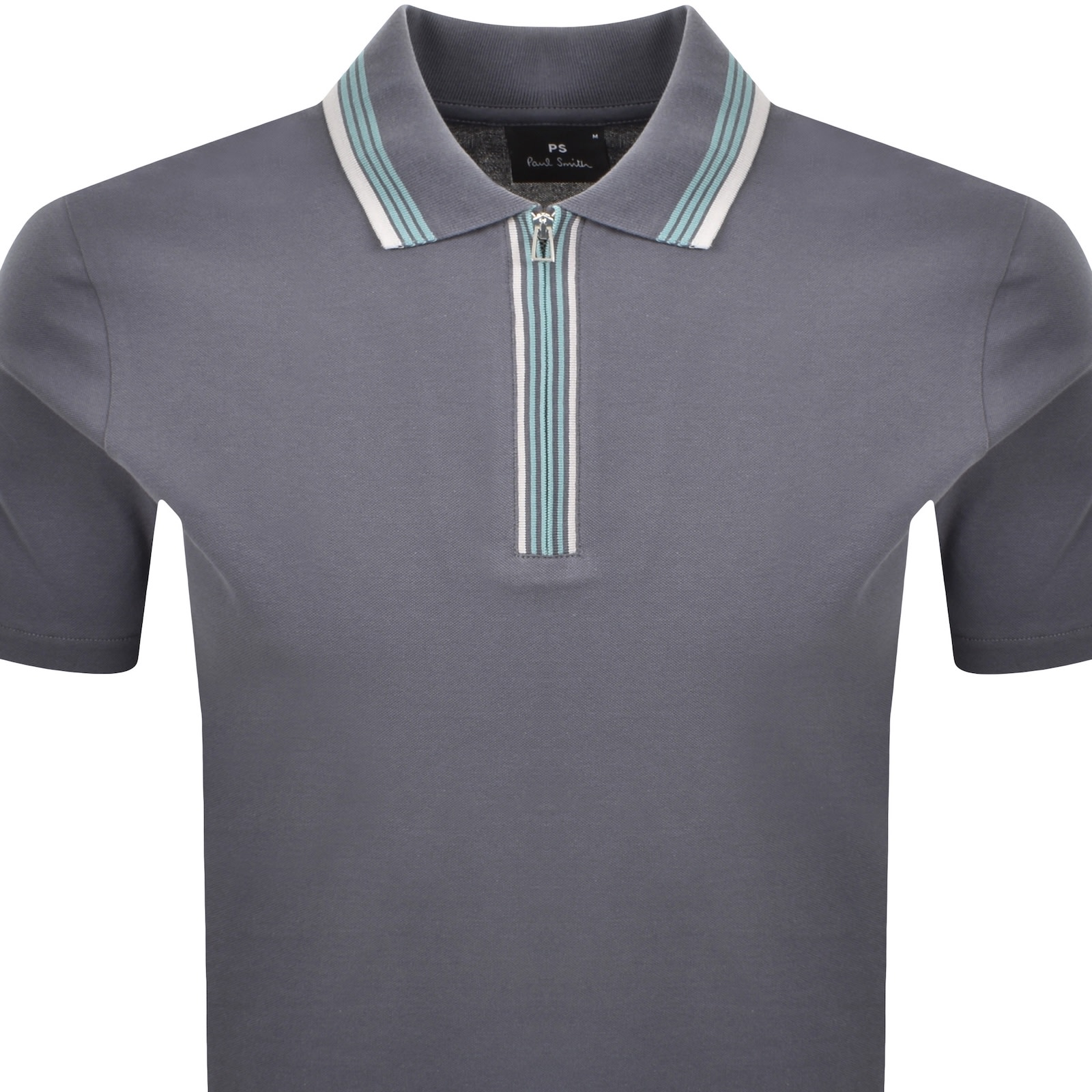 Paul Smith Half Zip Polo T Shirt Grey In Gray