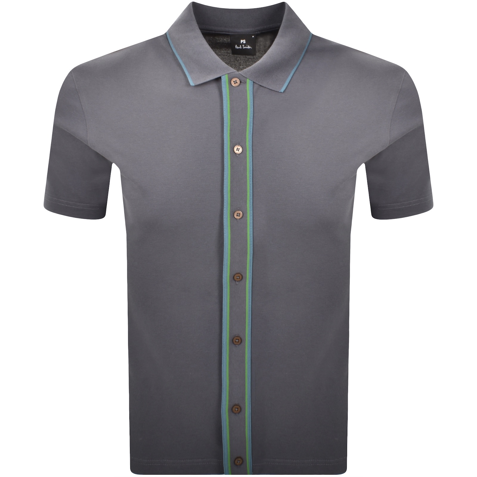 Paul Smith Button Front Polo T Shirt Grey In Gray