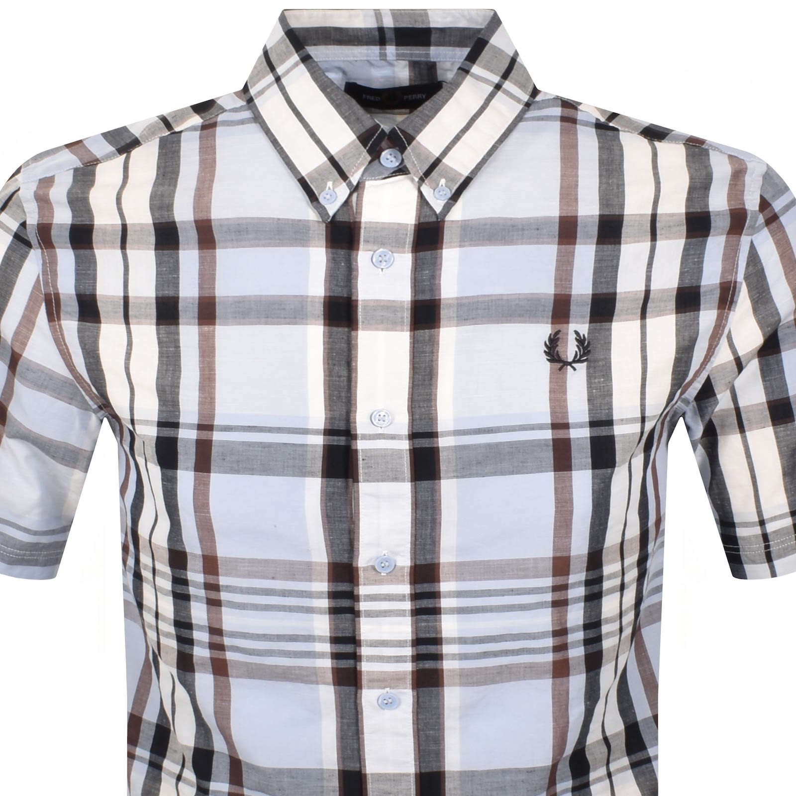 Fred Perry Short Sleeve Madras Check Shirt Light Smoke
