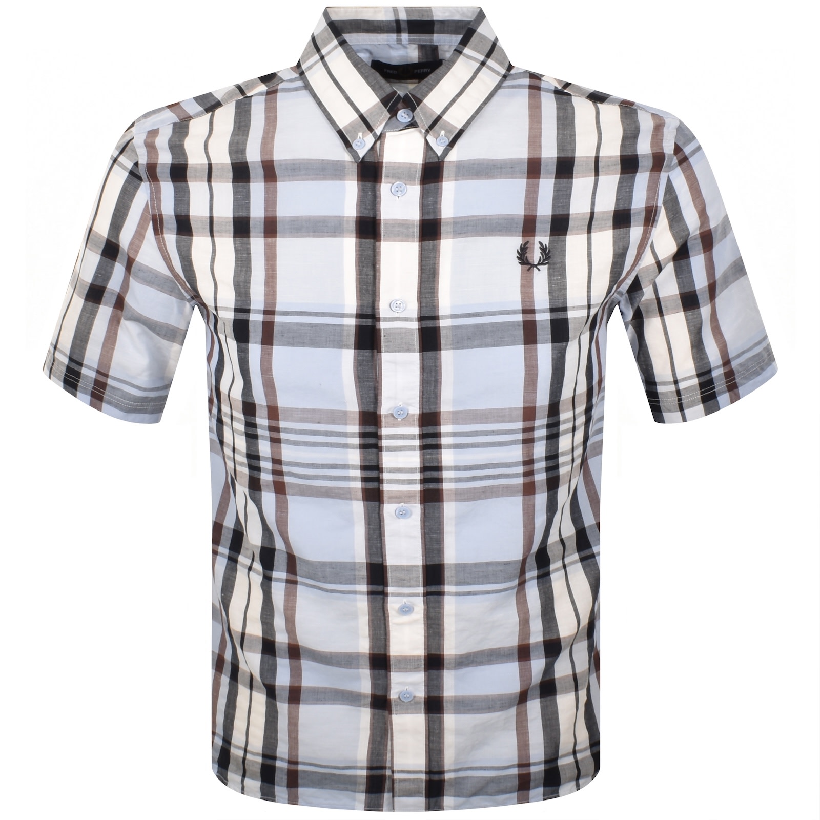 Fred Perry Short Sleeve Madras Check Shirt Light Smoke
