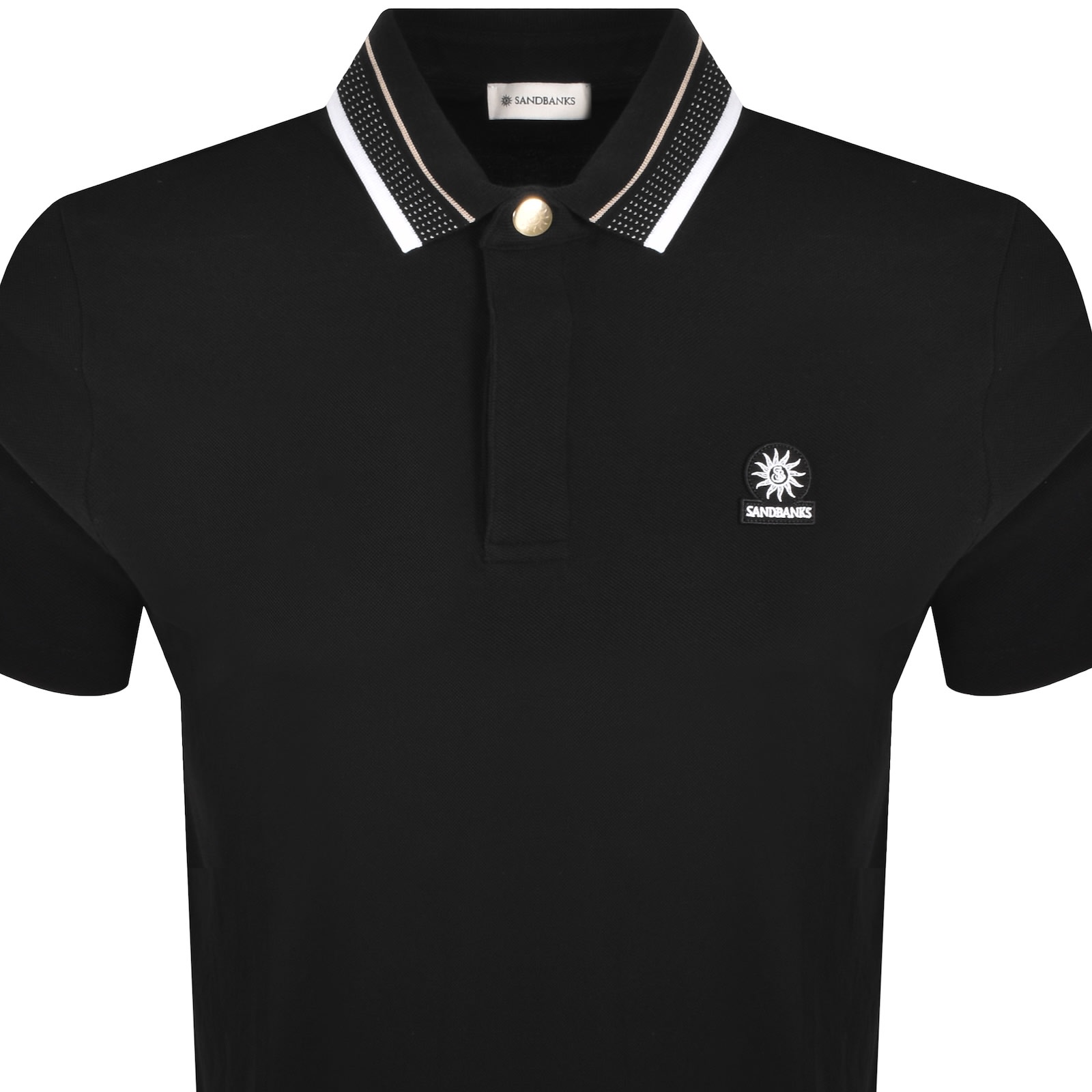 Sandbanks Snap Collar Polo T Shirt Black In Black
