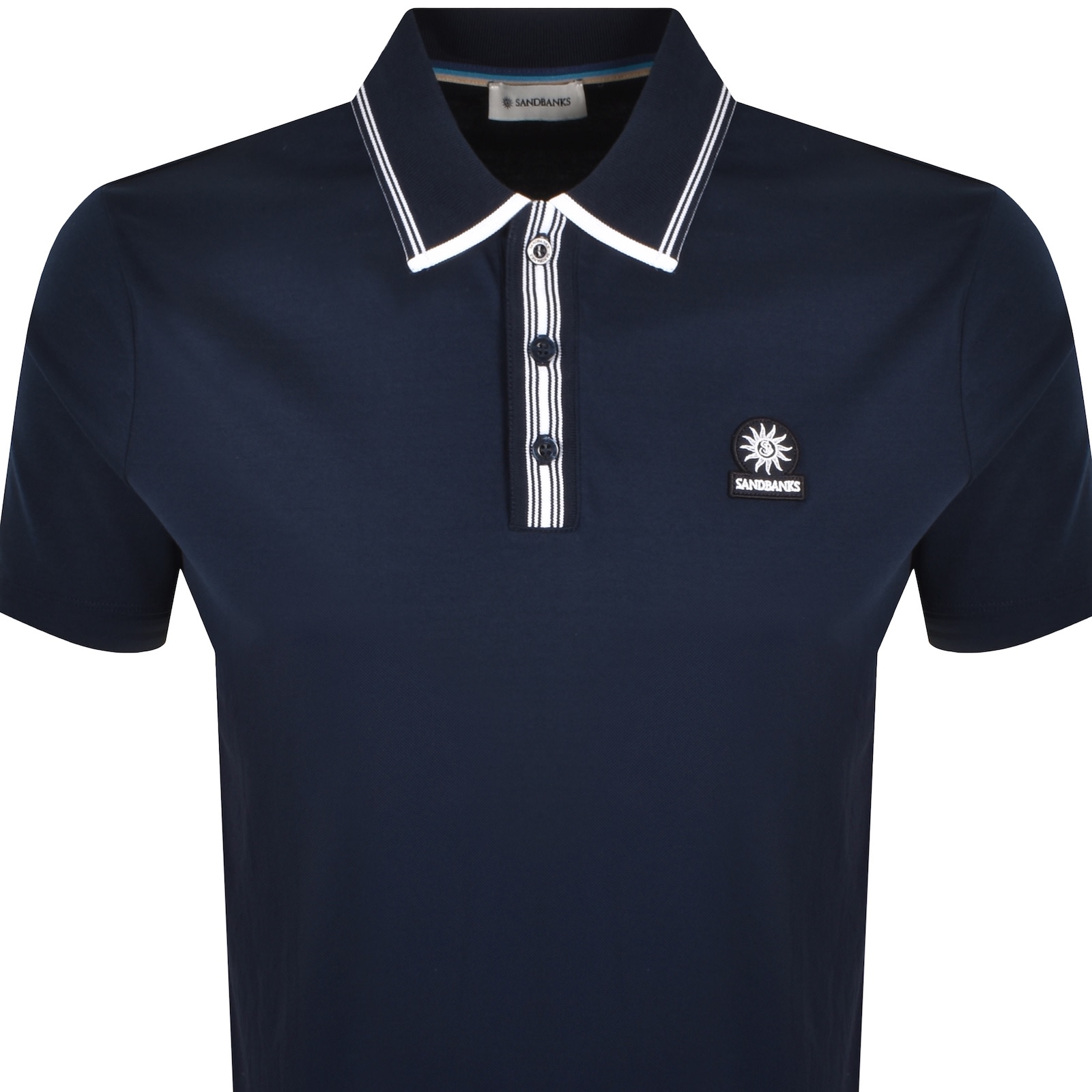 Sandbanks Contrast Stripe Polo T Shirt Navy In Blue