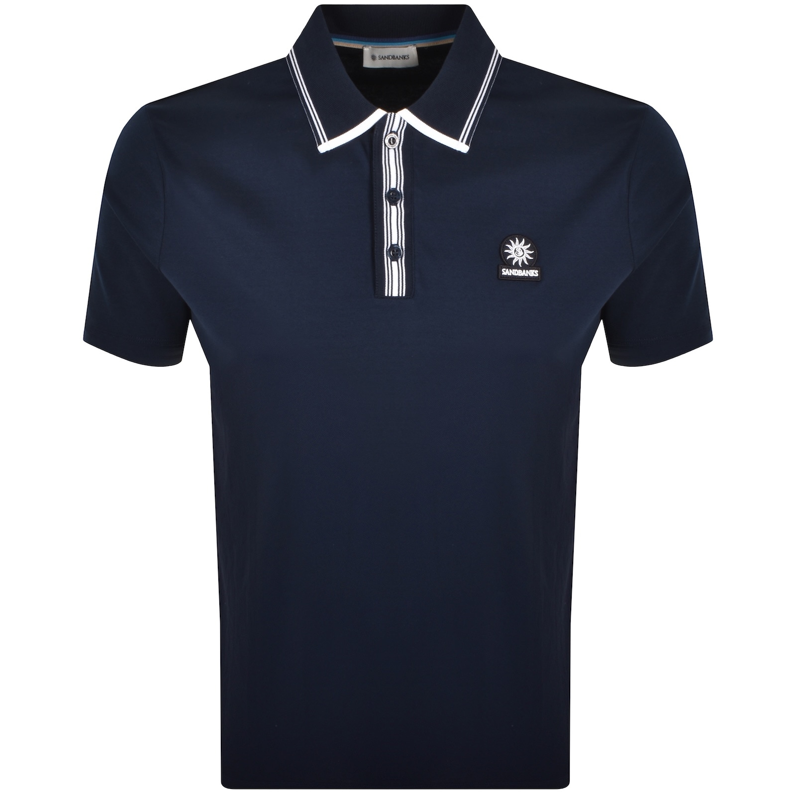 Sandbanks Contrast Stripe Polo T Shirt Navy In Blue