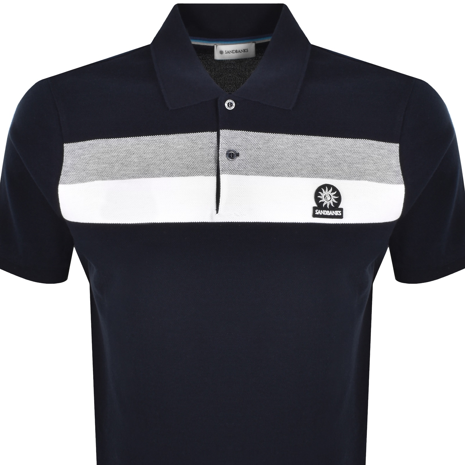 Sandbanks Jacquard Stripe Polo T Shirt Navy In Black