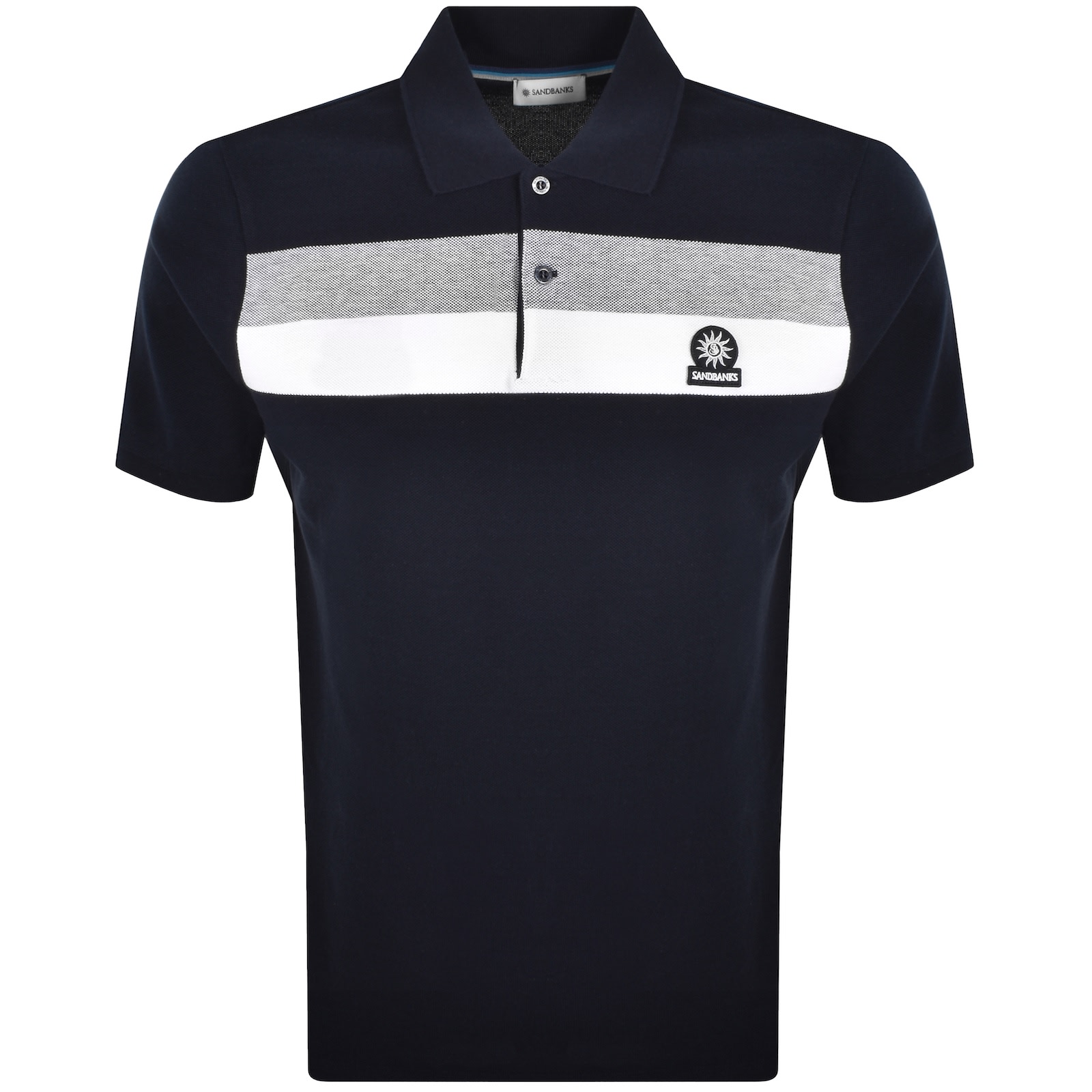 Sandbanks Jacquard Stripe Polo T Shirt Navy In Black