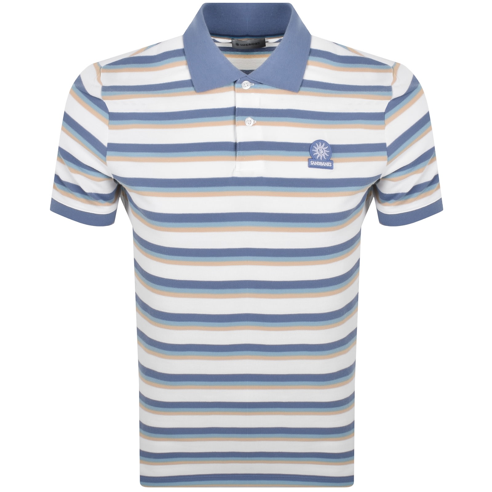 Sandbanks Tricolour Fade Stripe Polo T Shirt Multi In Blue