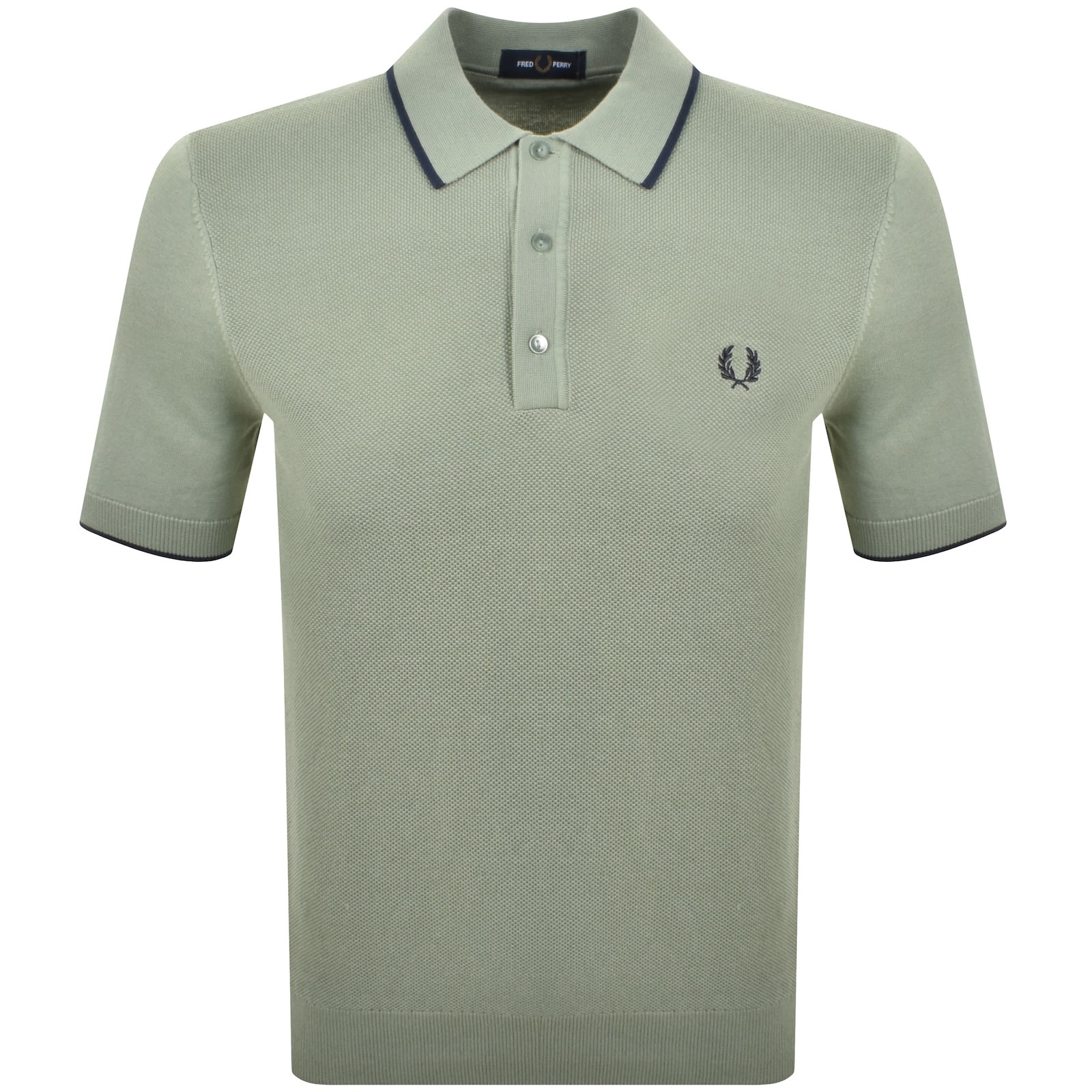 Fred Perry Short Sleeve Pique Stitch Knitted Polo Shirt Bayleaf In Multi