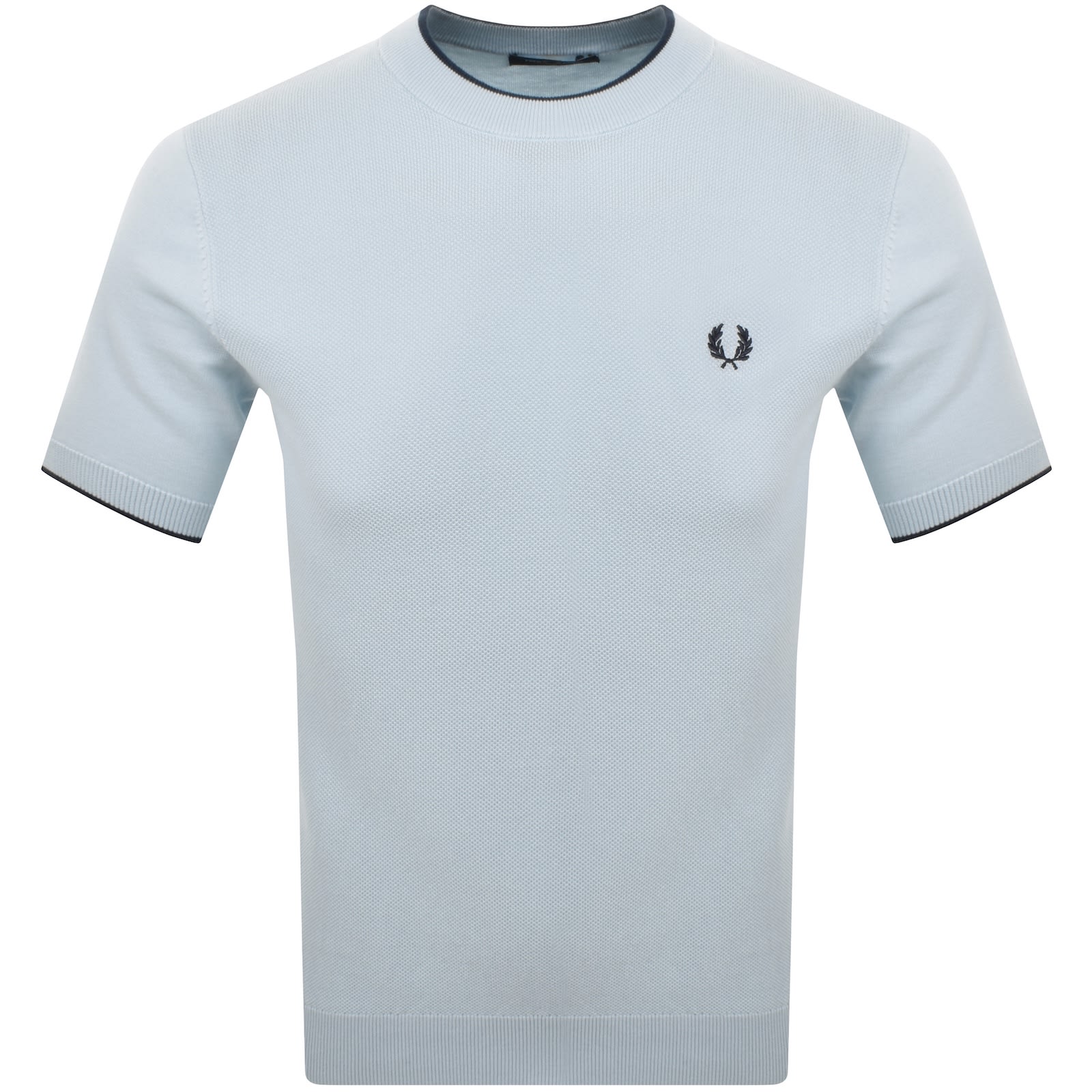 Fred Perry Pique Stitch Knit T Shirt Blue