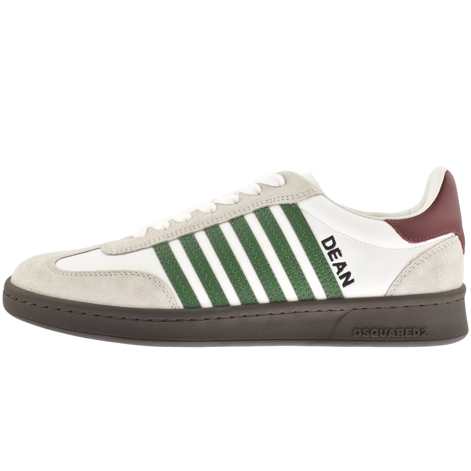 Dsquared2 White Leather Sneakers With Side Stripe Detailing In Multi
