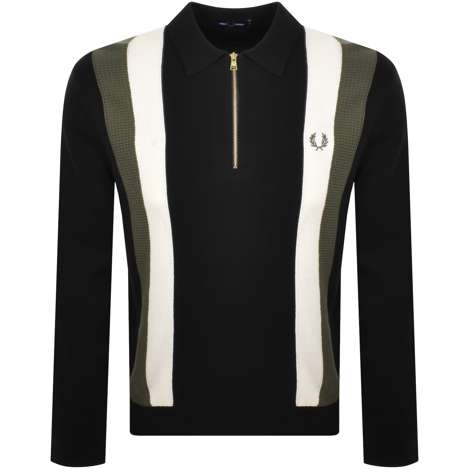 Fred Perry Multi Textured Knit Polo Black In Black