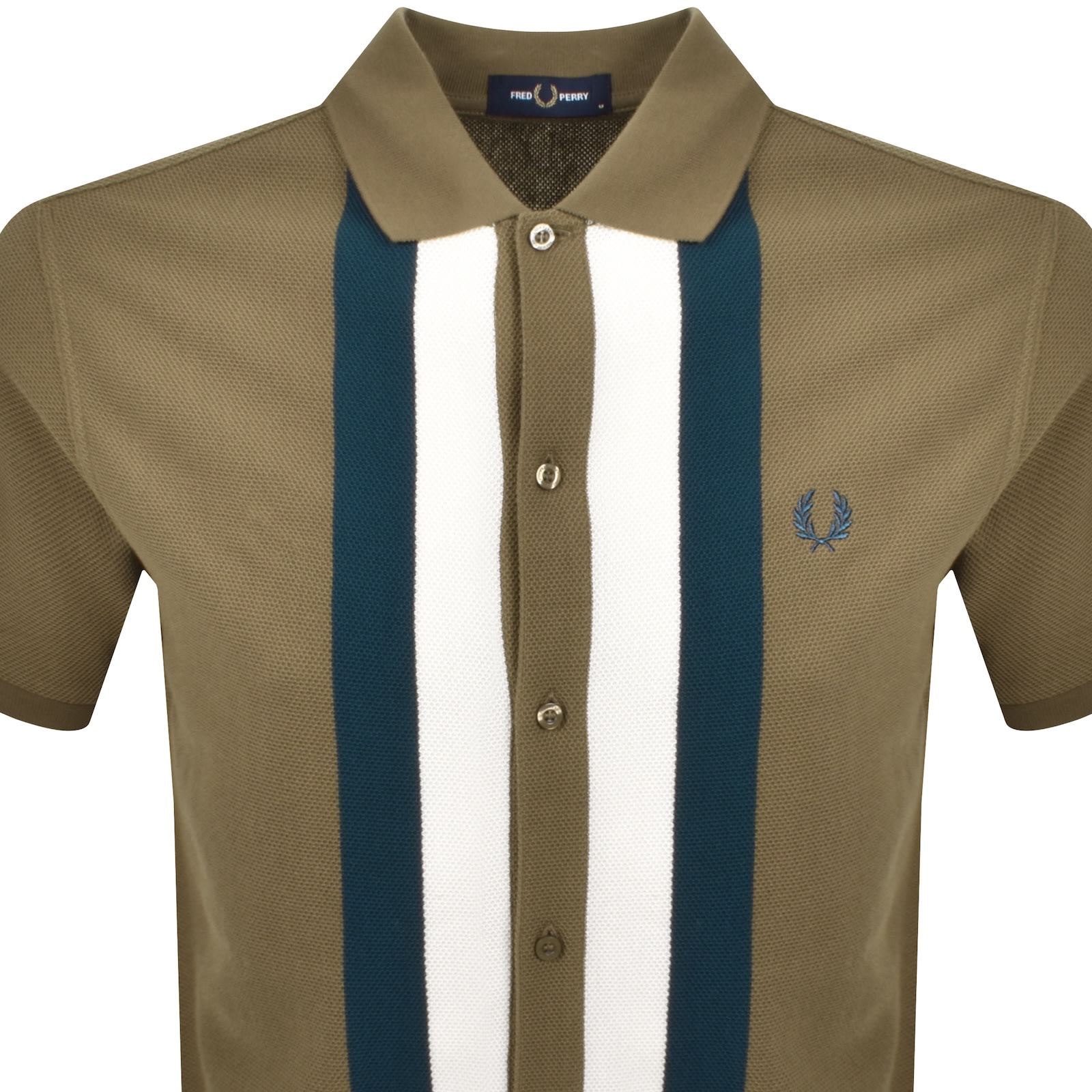 Fred Perry Panelled Button Through Polo Brown In Green