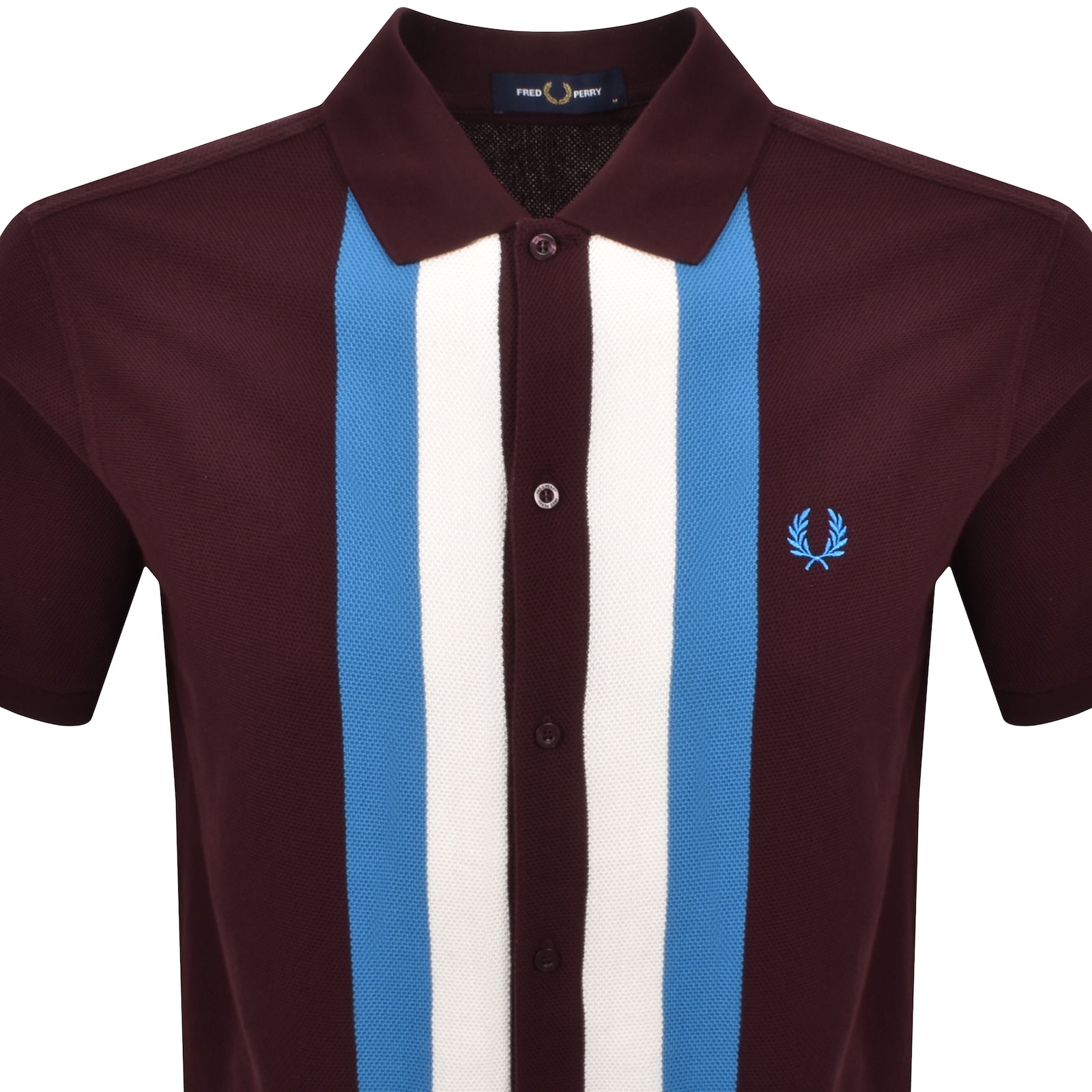 Fred Perry Panelled Button Through Polo Oxblood In Burgundy