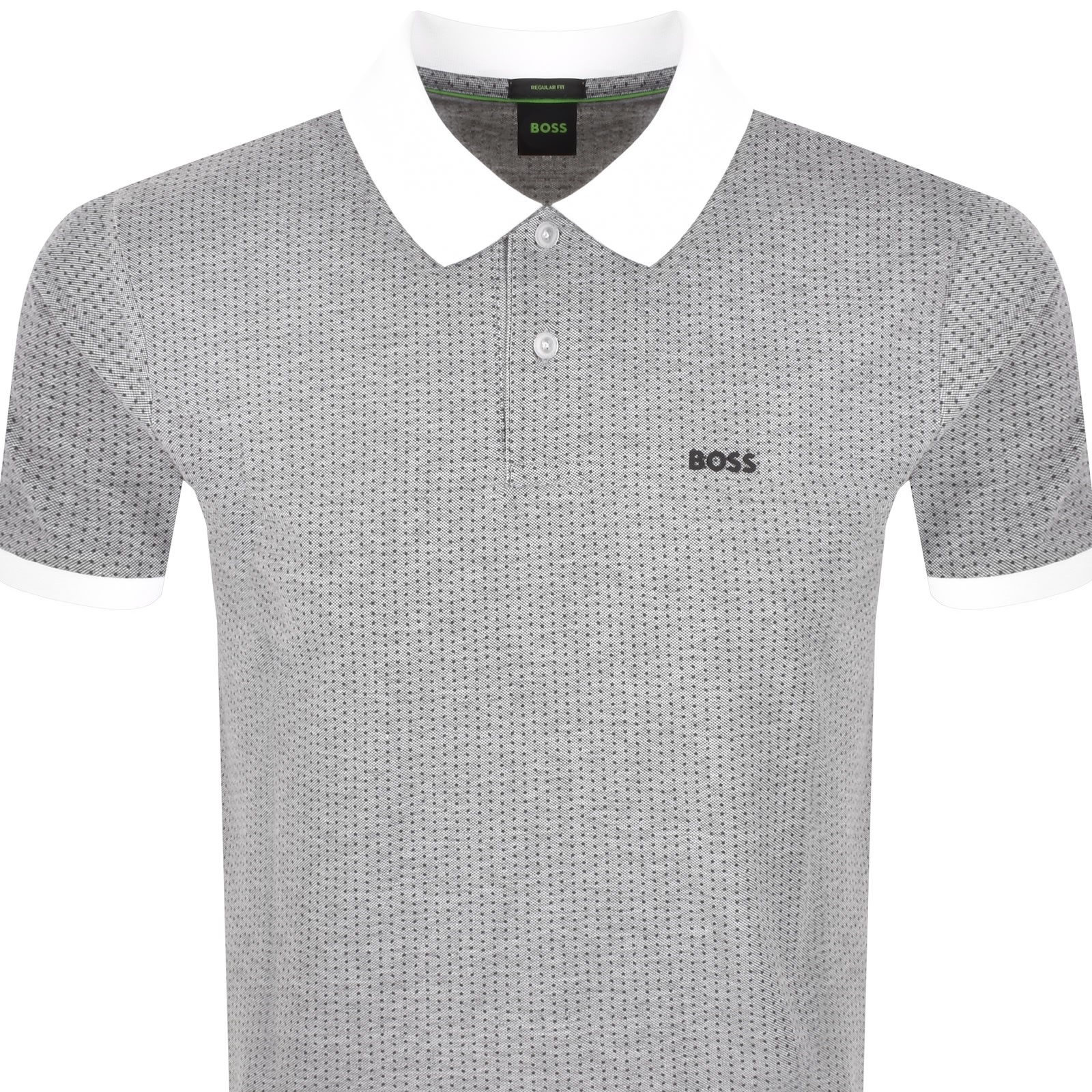 Boss Athleisure Boss Dot Print Polo T Shirt Light Grey In Gray
