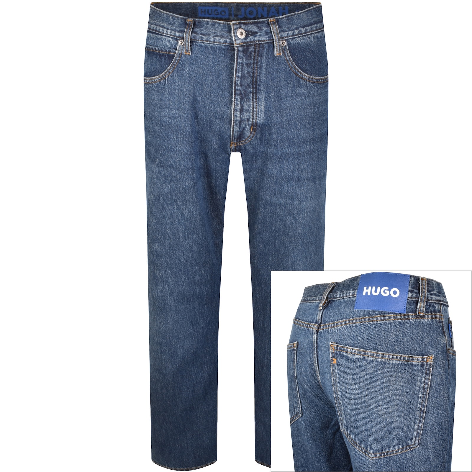 Hugo Blue Straight Fit Jonah Mid Wash Jeans