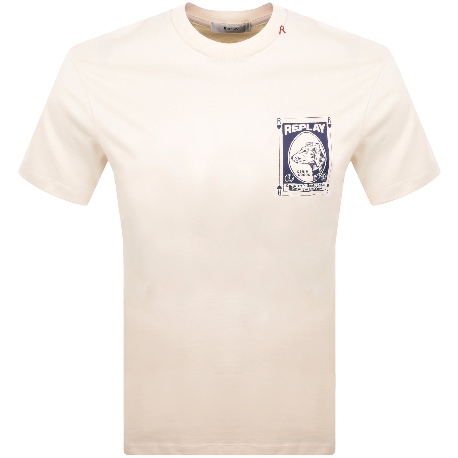 Replay Logo T Shirt Cream In Neutral