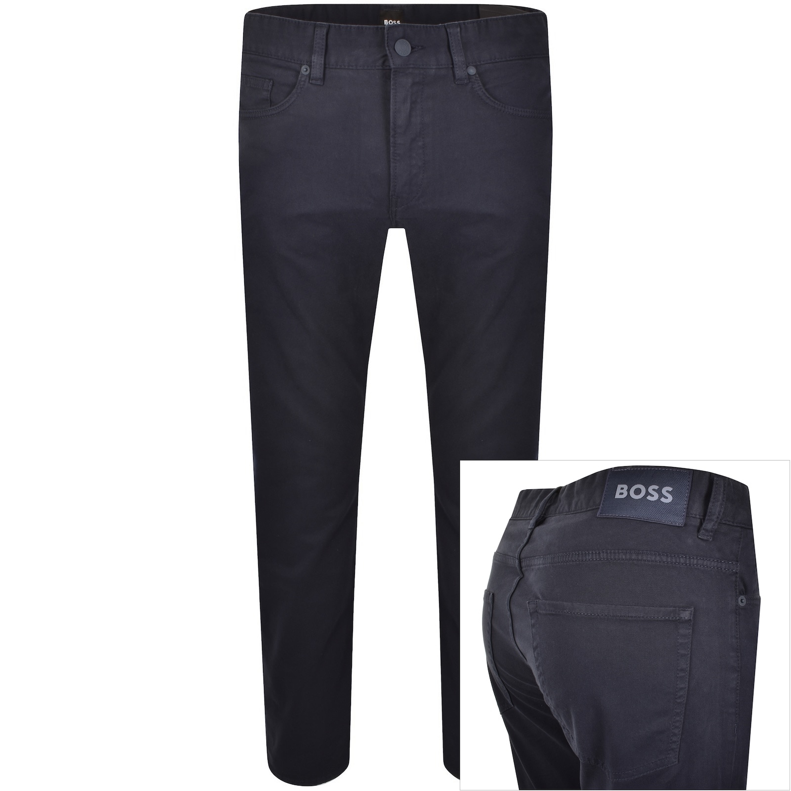 Hugo Boss Boss Mens Black Tapered-fit Straight-leg Stretch-denim Jeans In Black