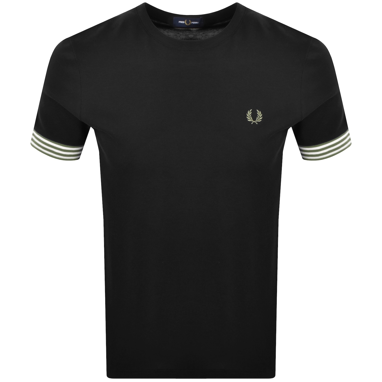 Fred Perry Striped Cuff T Shirt Black