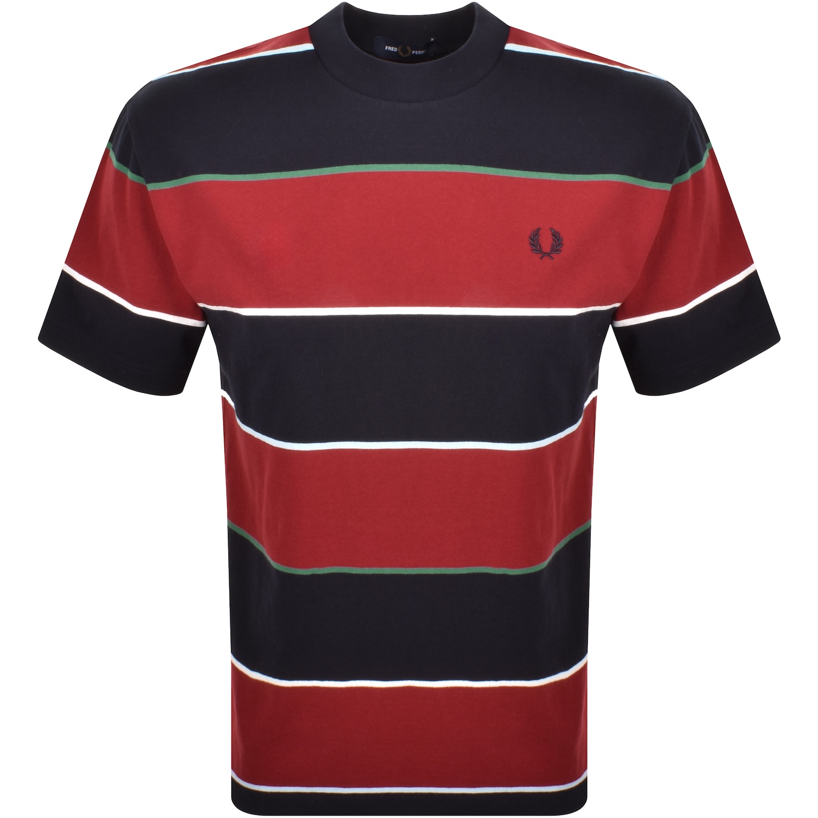Fred Perry Mens Navy Striped Relaxed-fit Cotton T-shirt Xl In Blue