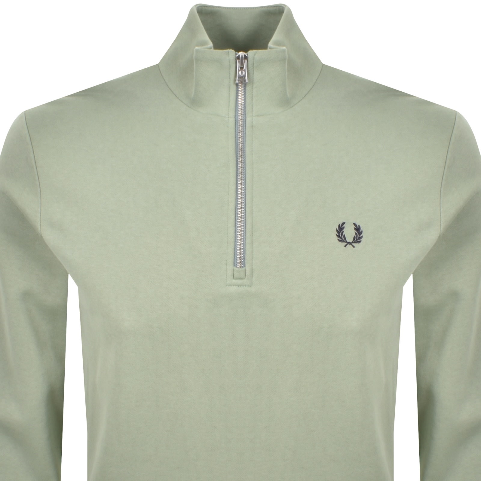 Fred Perry Half Zip Sweatshirt Olive Mint In Gray