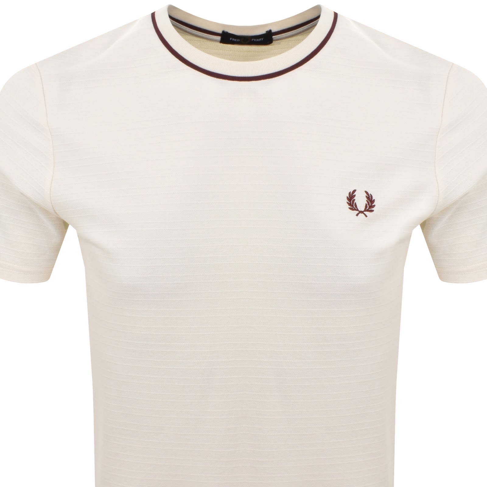 Fred Perry Textured Stripe T Shirt Ecru In White