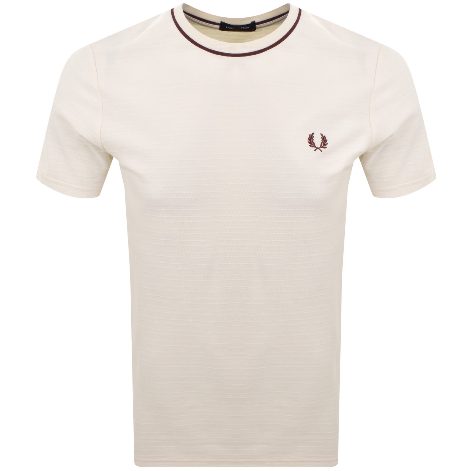 Fred Perry Textured Stripe T Shirt Ecru In White