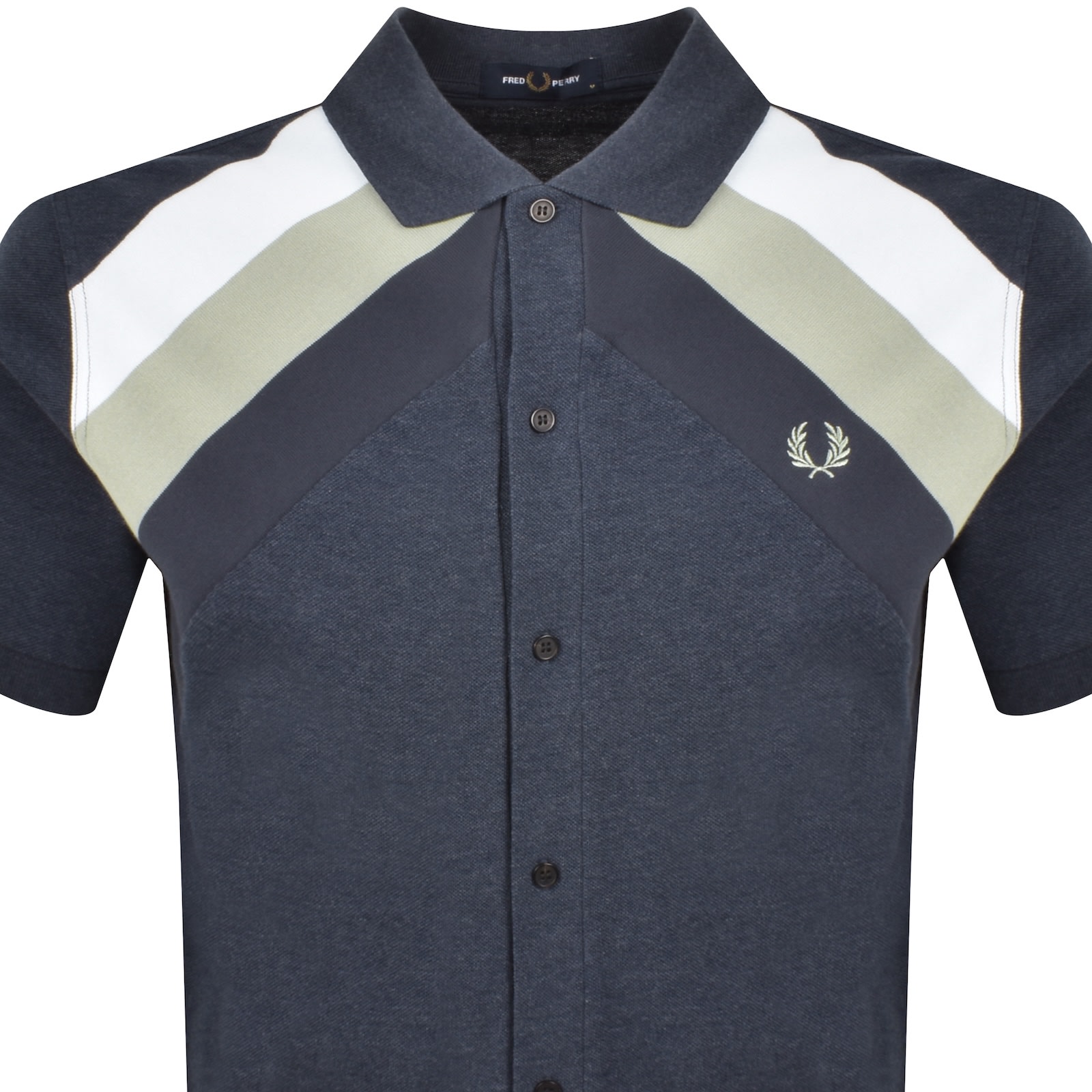 Fred Perry Striped Panel Polo T Shirt Navy In Blue