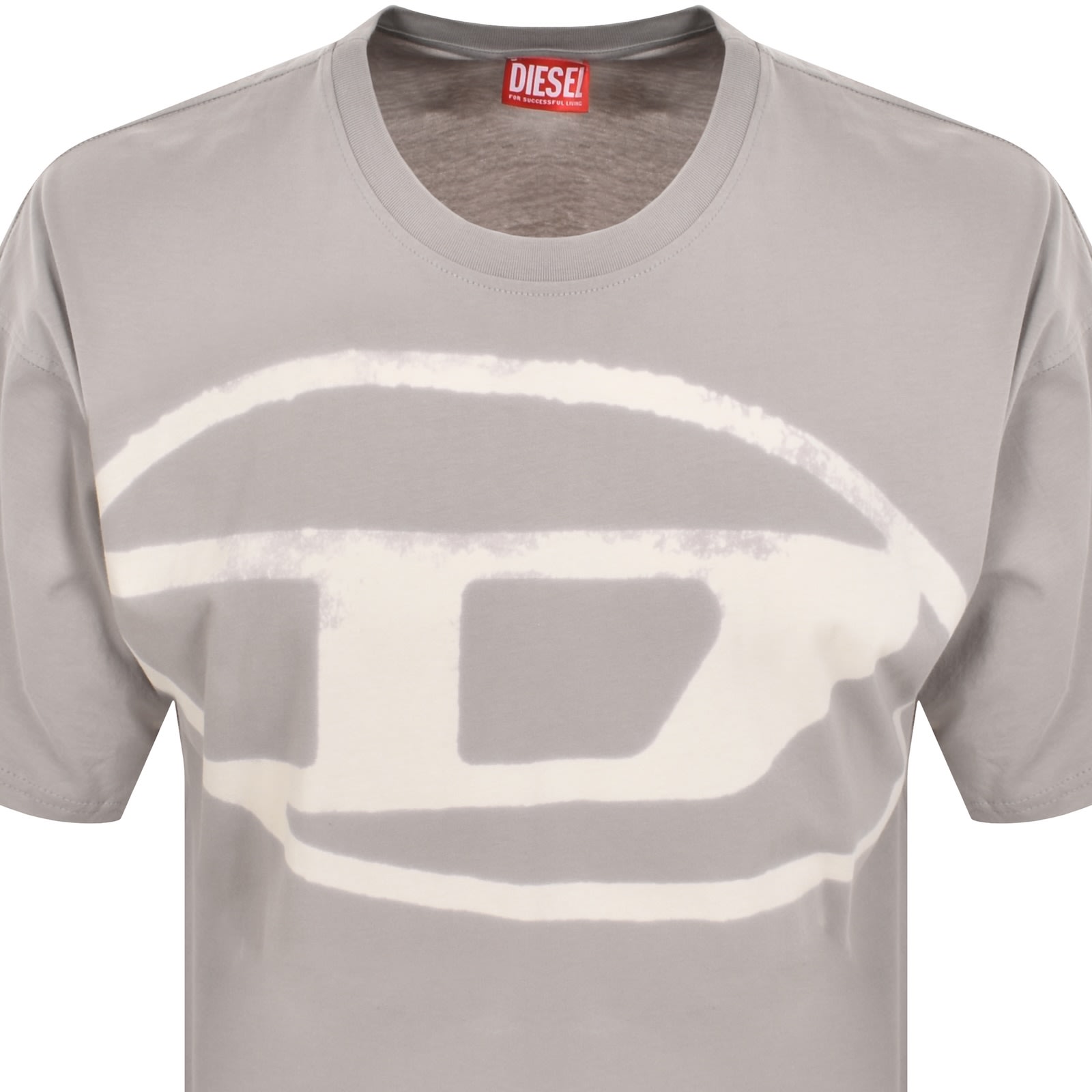 Diesel T-shirt With Bleached Oval D Logo In Gray