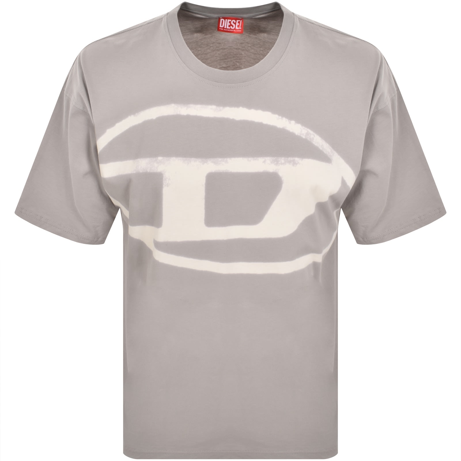 Diesel T-shirt With Bleached Oval D Logo In Gray