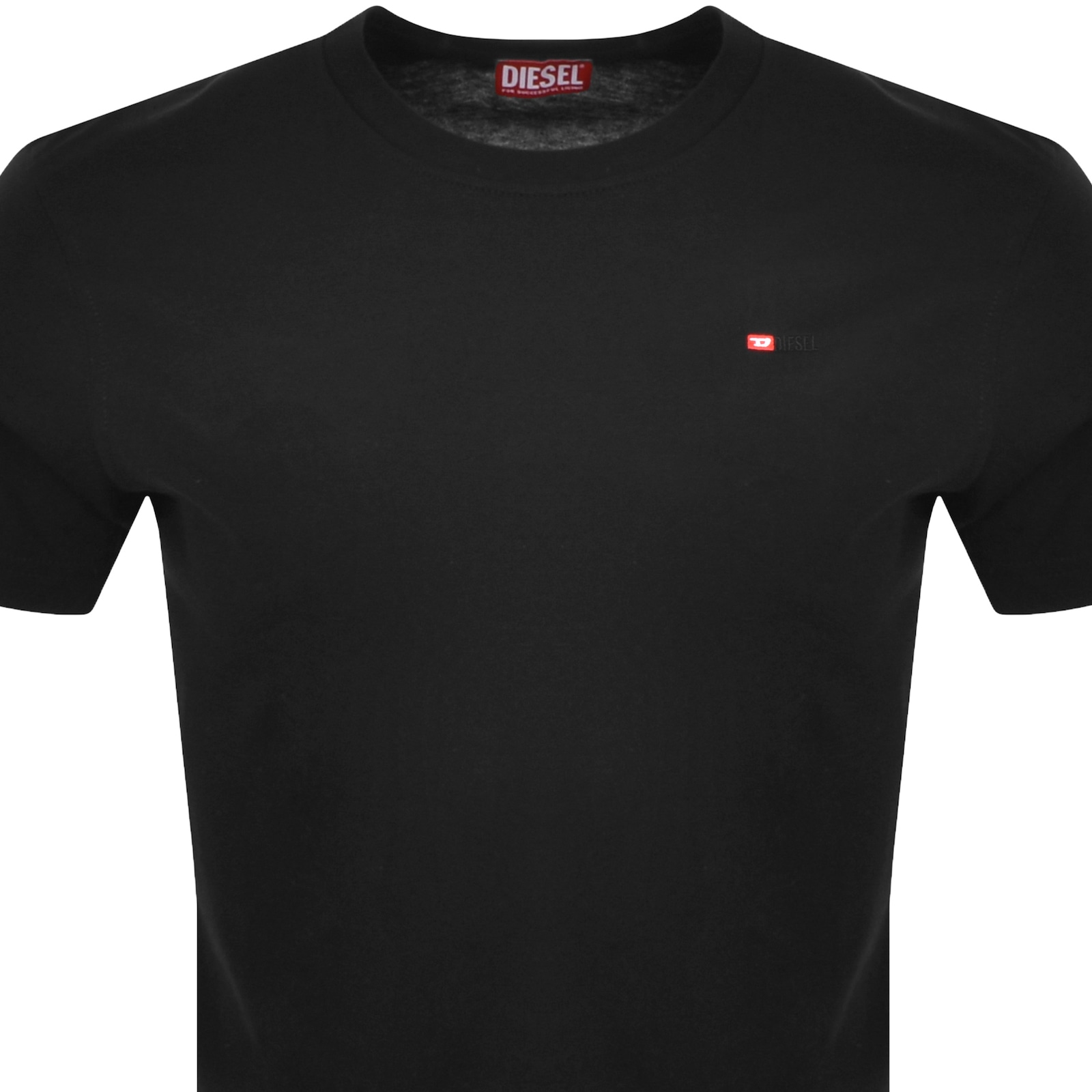 Diesel T-just-microdiv Logo-embroidered Cotton T-shirt In Black