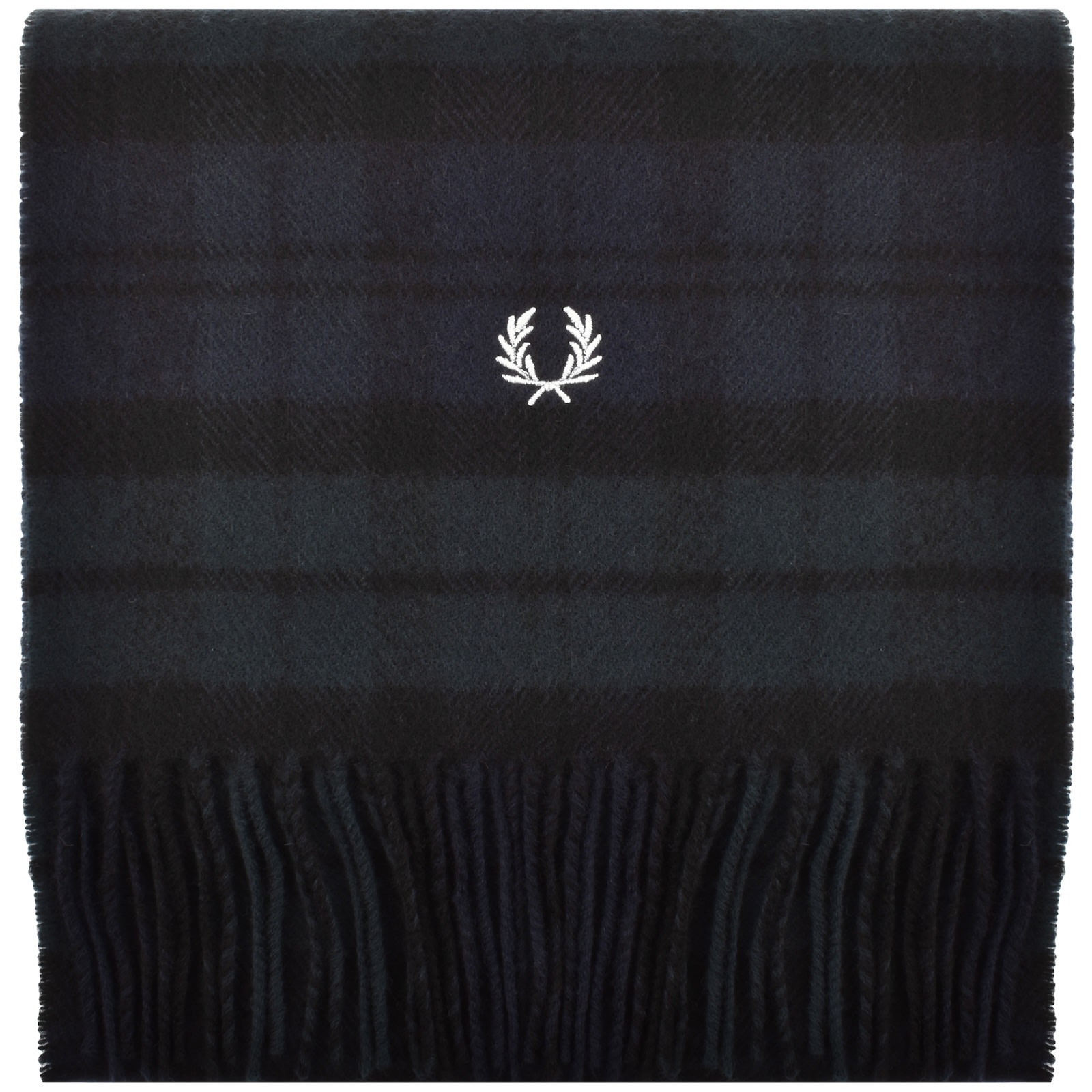 Fred Perry Lambswool Tartan Scarf Black In Black
