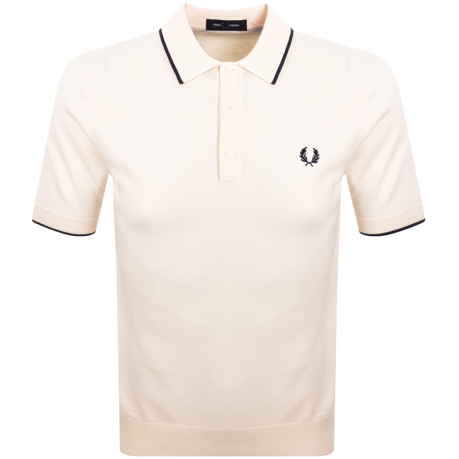 Fred Perry Knit Polo T Shirt Silky Peach Cream In White