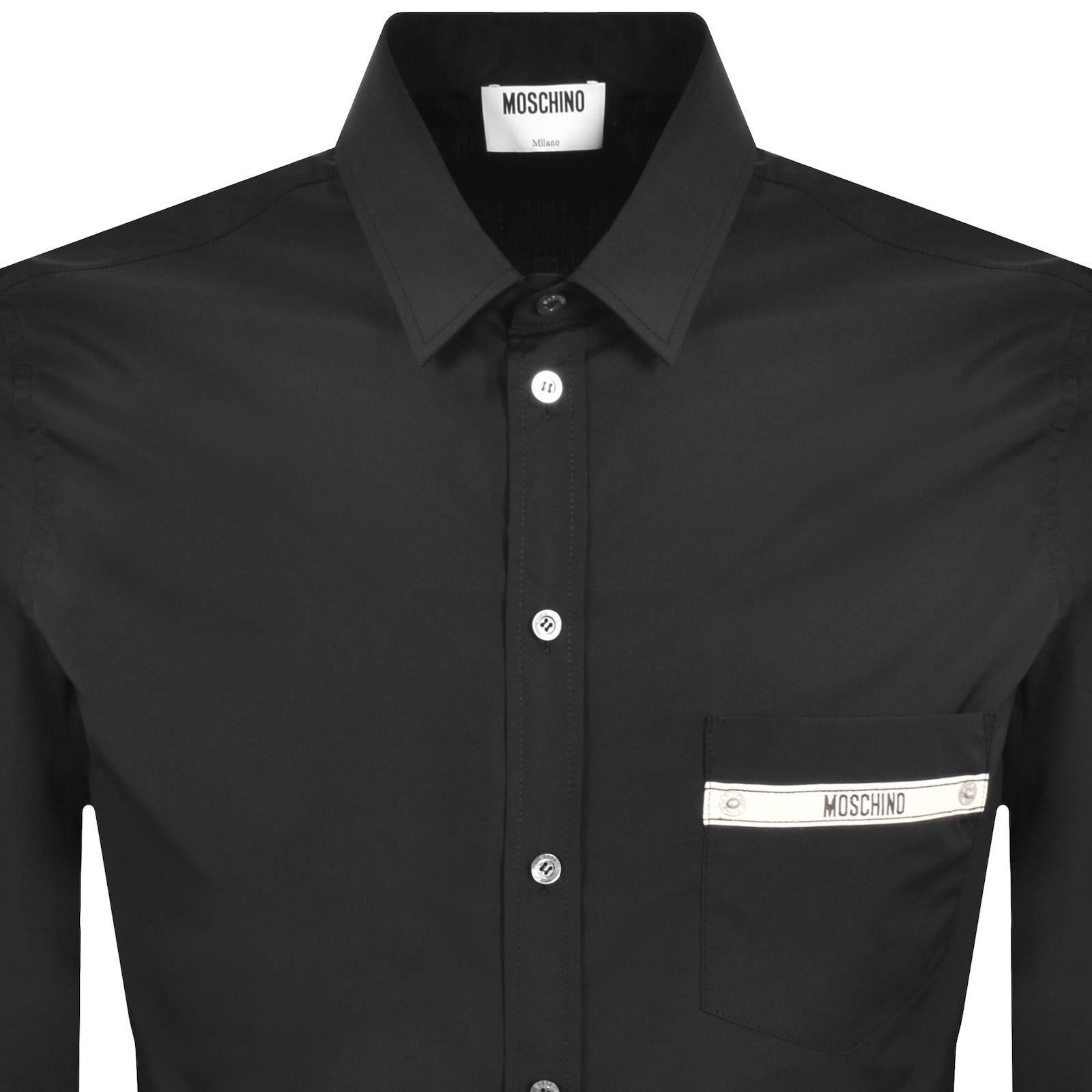 Moschino Logo-detail Pocket Shirt In Black