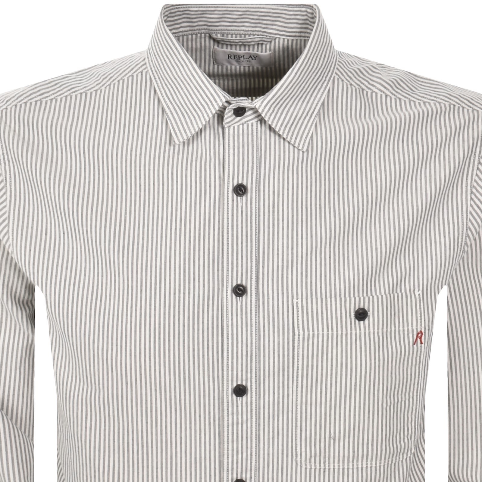 Replay Striped Shirt Creamy White In White