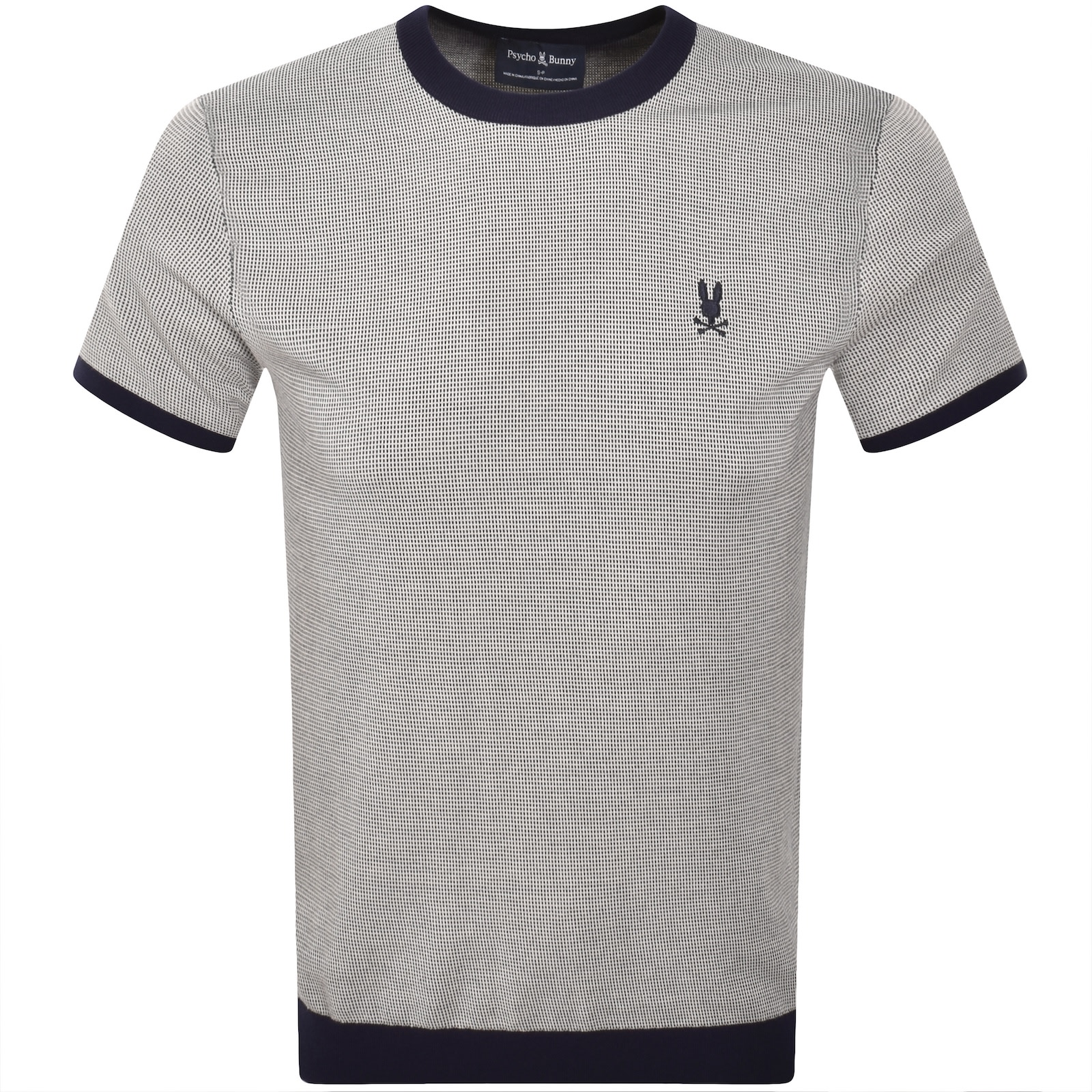 Psycho Bunny Jacquared Knit T Shirt Blue In Gray