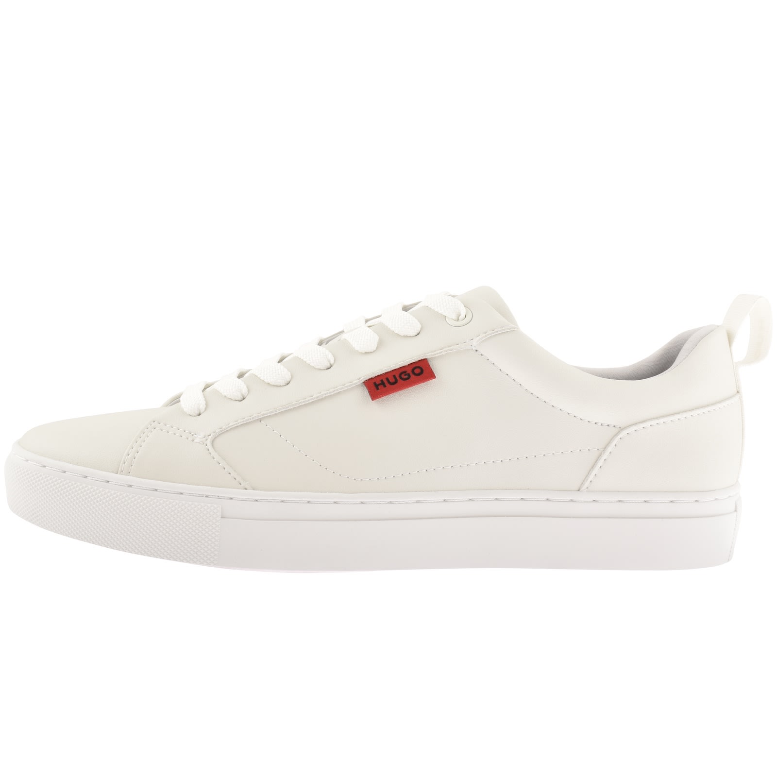 Hugo Boss Cupsole Trainers In Faux Leather With Logo Flag In White