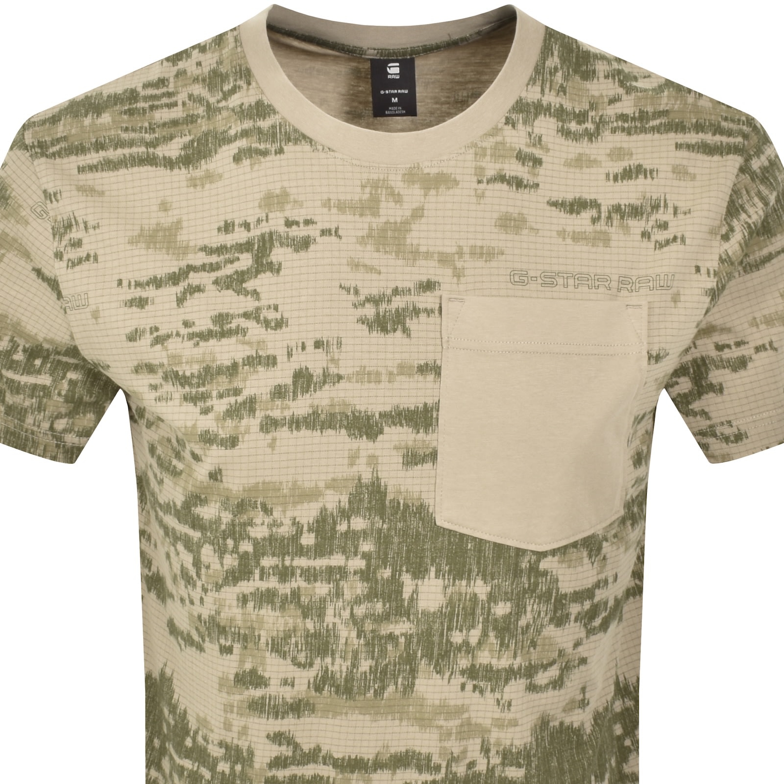 G-star Camo Pocket Logo T Shirt Khaki In Multi