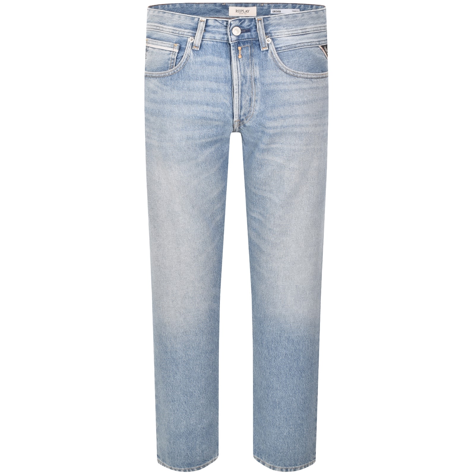 Replay Grover Straight Fit Light Wash Jeans In Blue