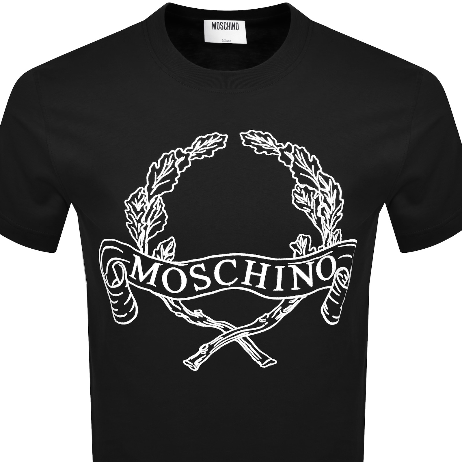 Moschino Laurel Crown Logo T Shirt Black In Black