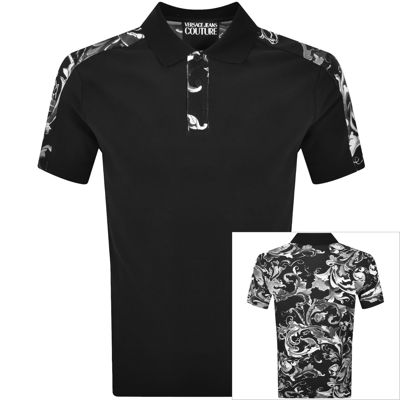 Versace Jeans Couture Barocco Polo Black In Black