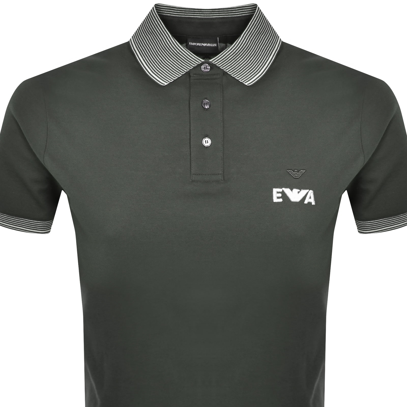 Armani Collezioni Emporio Armani Tipped Polo T Shirt Black Ink Green In Green