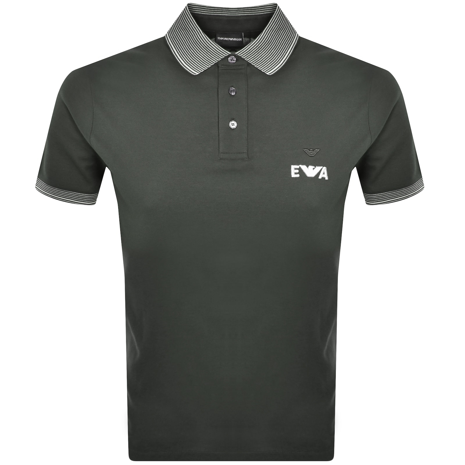 Armani Collezioni Emporio Armani Tipped Polo T Shirt Black Ink Green In Green